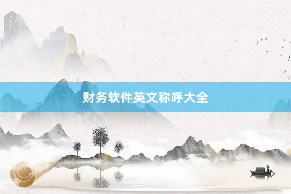 财务软件英文称呼大全